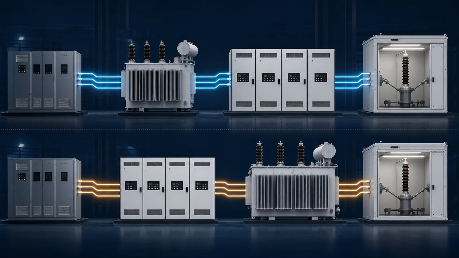 Front-end and back-end isolation paths compared in a medium-voltage test system