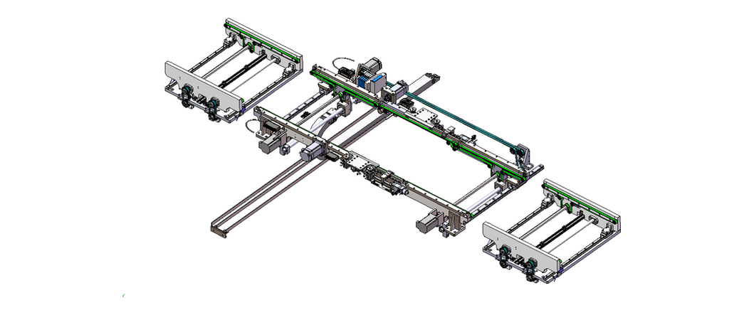 AXI-300 Three-Section Lead-Shielded Transfer-Rail Layout